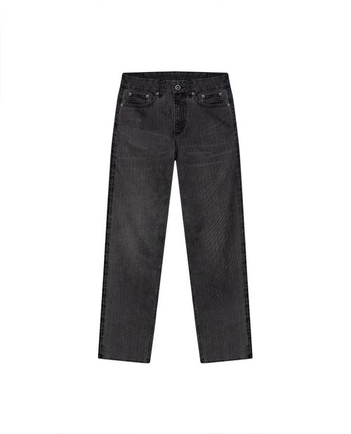 Jean de Mujer Special Fit Straight Tiro Super Alto Lavado Negro en Mezcla de Algodón y Rayón