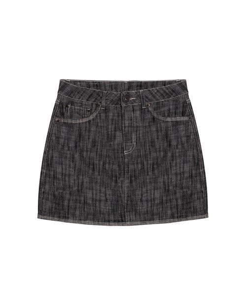 Falda de Mujer Denim con Efecto Desgaste Marcado Lavado Gris en Algodón