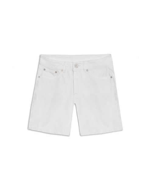 Short de Mujer Tiro Alto Efecto Destroyer Lavado Crudo Blanco en Algodón