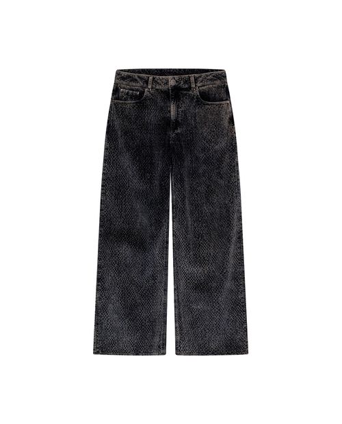 Jean de Mujer Straight-Wide Leg Tiro Alto Tela Corduroy Lavado Oscuro en Mezcla de Algodón Madres