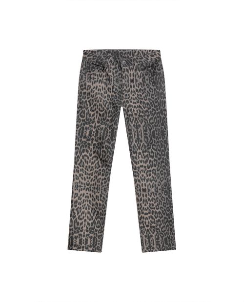 Jean de Mujer Special Fit Straigh Tiro Super Alto con Estampado Animal Print en Mezcla de Algodón Madres