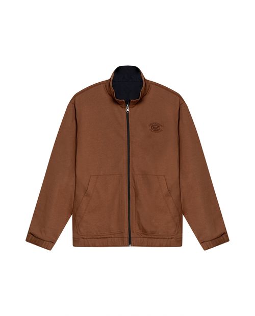 Chaqueta de Hombre Doble Faz Cuello Alto Windbreaker Bolsillo Canguro en Mezcla de Algodón y Poliéster