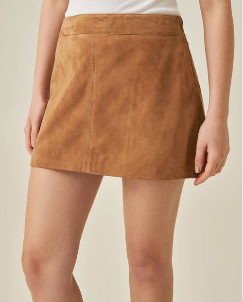 Falda de Mujer Mini de Cuero Gamuza