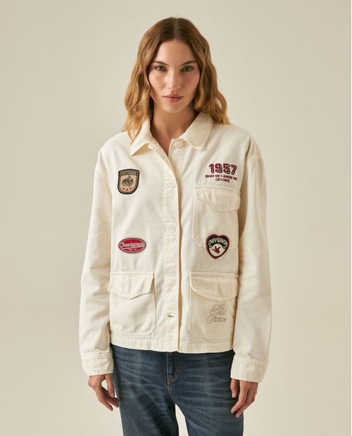 Shacket de Mujer en Algodón con Parches Decorativos