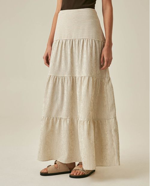Falda de Mujer Maxi de Rayas con Capas