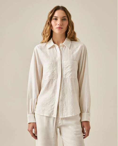 Camisa de Mujer Texturizada en Mezcla de Lino