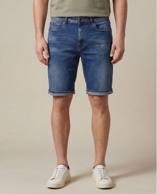 Shorts Denim Lavado Medio Ruedo Doblado Para Hombre
