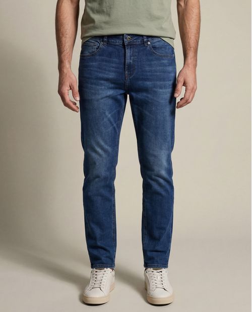 Jeans Straight Fit Lavado Medio Para Hombre