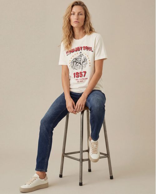 Jeans Tiro Alto Lavado Oscuro Para Mujer