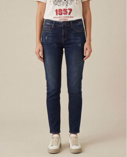 Jeans Slim Fit Tiro Alto Para Mujer