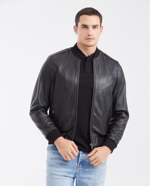 Chaqueta Bomber en Piel de Cordero de Hombre
