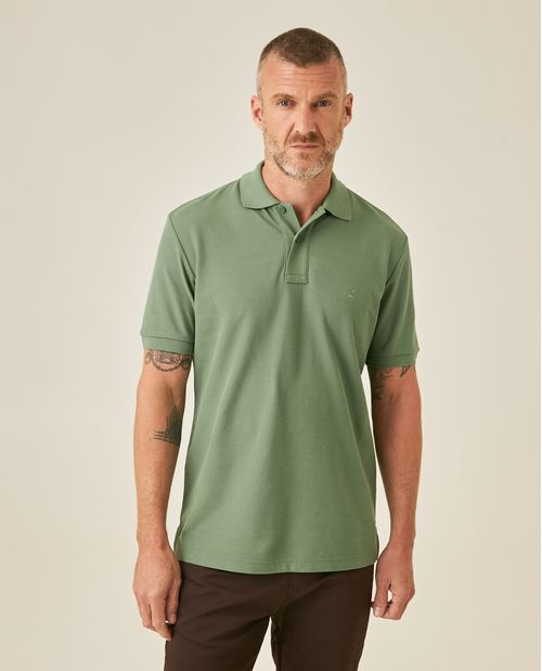 Camisa Polo de Hombre Classic Fit Manga Corta con Pato Bordado Tono a Tono en Algodón