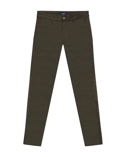 Pantalón de Hombre Chino Tiro Medio con Bolsillos Diagonales en Mezcla de Algodón
