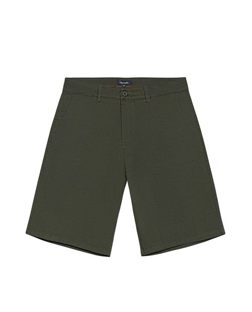 Bermuda de Hombre Tipo Chino con Bolsillos de Ribete en Mezcla de Algodón
