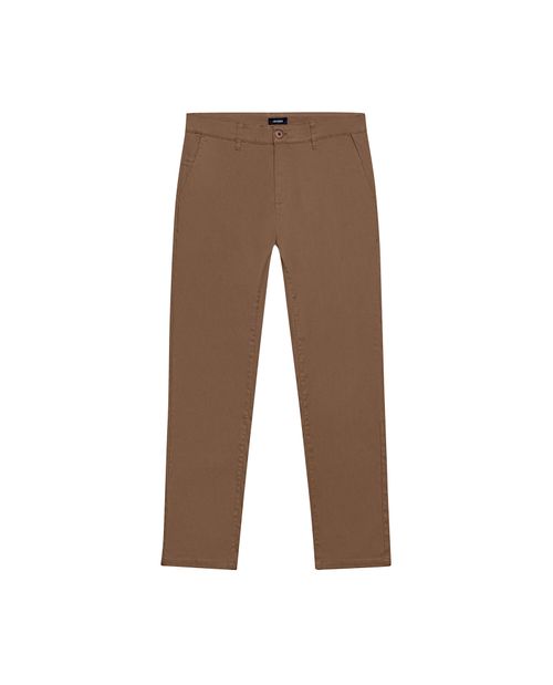 Pantalón de Hombre Chino Tiro Medio con Bolsillos Diagonales en Mezcla de Algodón