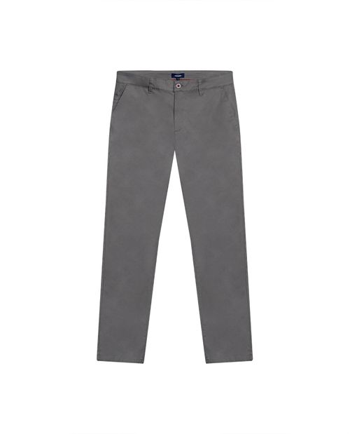 Pantalón de Hombre Chino Tiro Medio con Bolsillos Diagonales en Mezcla de Algodón