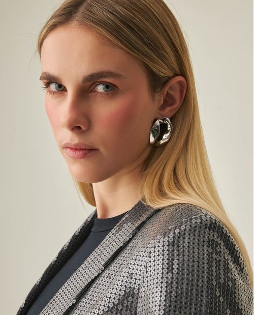 Blazer de Mujer con Lentejuelas Relaxed Fit en Mezcla de Algodón Madres