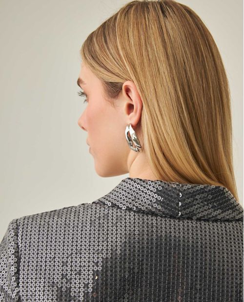 Blazer de Mujer con Lentejuelas Relaxed Fit en Mezcla de Algodón Madres