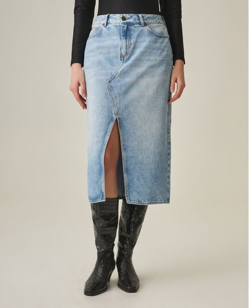 Falda Larga de Denim para Mujer