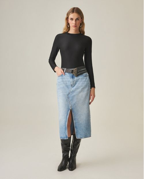 Falda Larga de Denim para Mujer