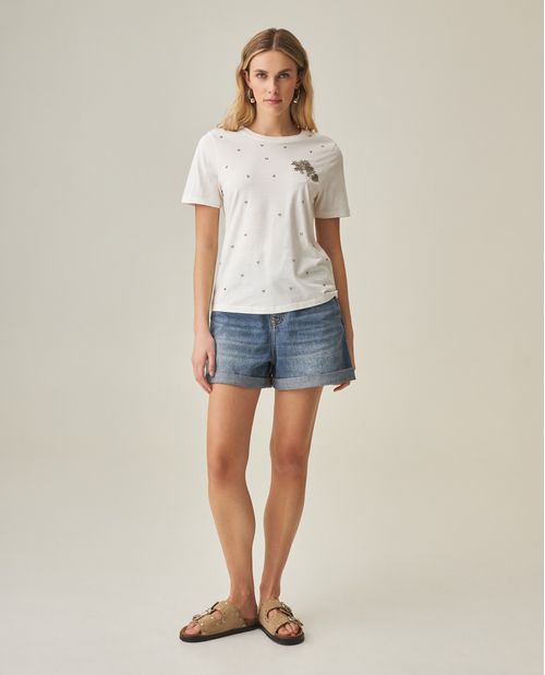 Camiseta Bordada de Mujer