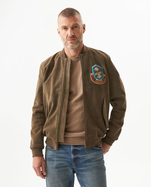 Chaqueta Bomber en Cuero de Hombre