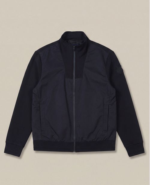 Chaqueta de Hombre Perilla Alta con Mezcla de Bases Aplique de Cuero en Mezcla de Rayon y Nylon