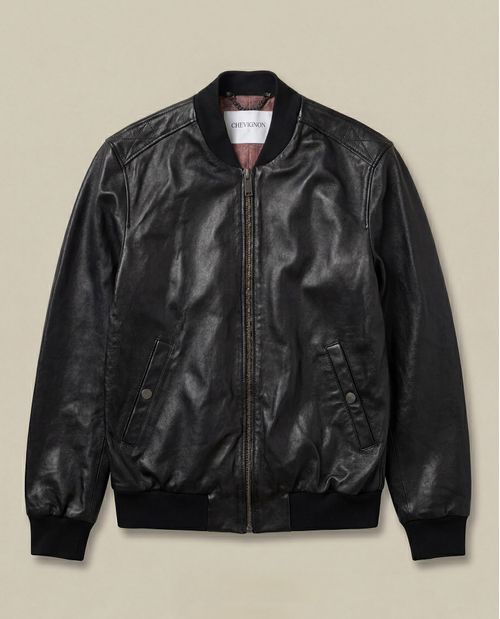 Chaqueta Bomber en Piel de Cordero de Hombre