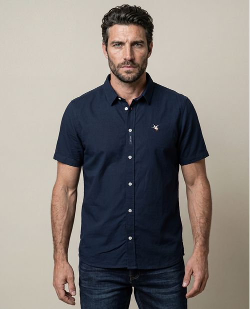 Camisa Slim Fit Manga Corta en Oxford 100% Algodón para Hombre