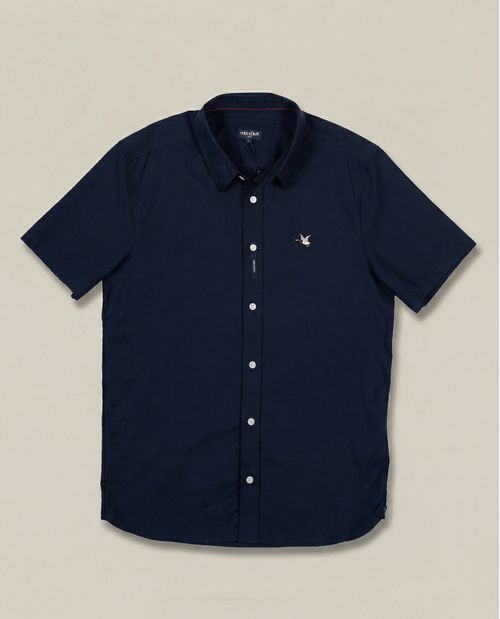 Camisa Slim Fit Manga Corta en Oxford 100% Algodón para Hombre