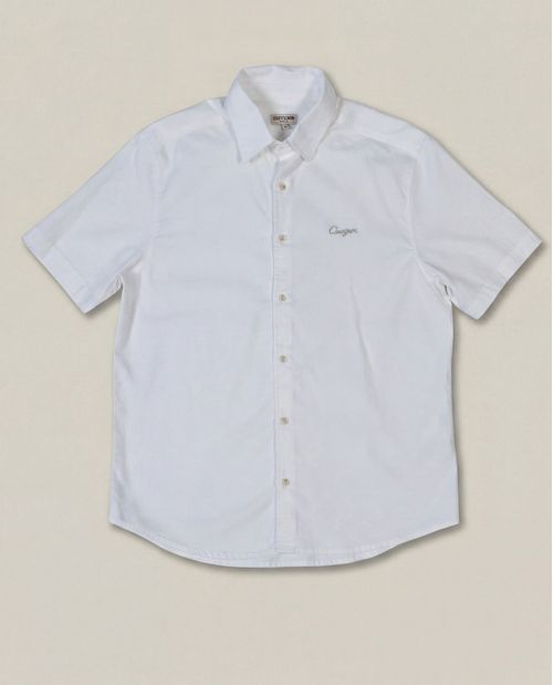 Camisa de Hombre Manga Corta Regular Fit Perilla Multi Agujas Diagonal Leve en Algodón