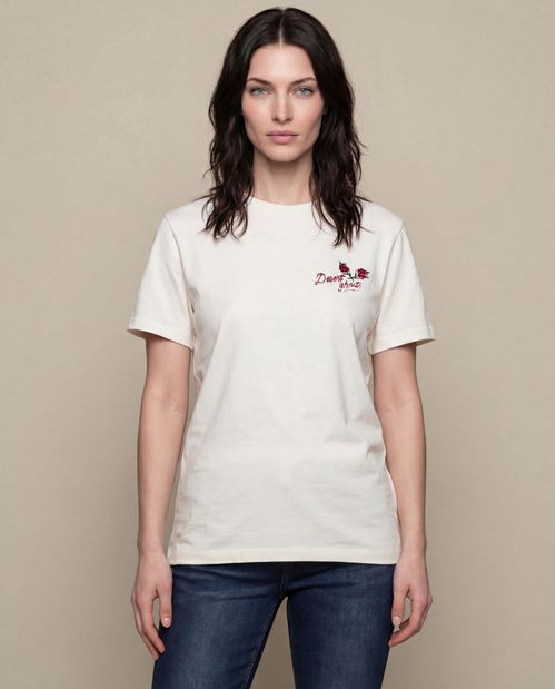 Camiseta de Mujer Rodeo Gráfica Oversized Inspirada Rodeo con Flock en Algodón