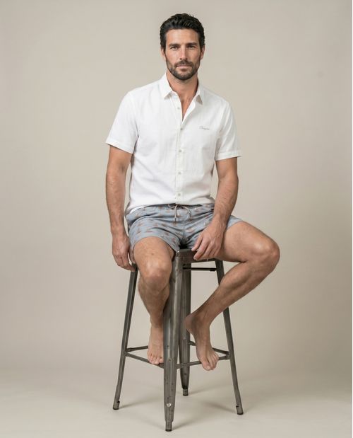 Bermuda de Hombre de Playa Mini Print de Barcos Panty Interno en Poliéster Reciclado