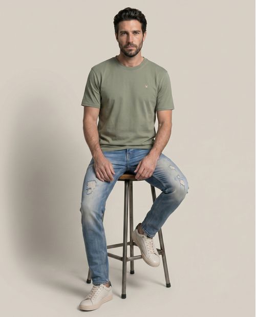 Jean Heritage de Hombre Skinny Fit Tiro Bajo Lavado Medio Desgaste Vintage y Reparaciones en Mezcla de Algodón Rider