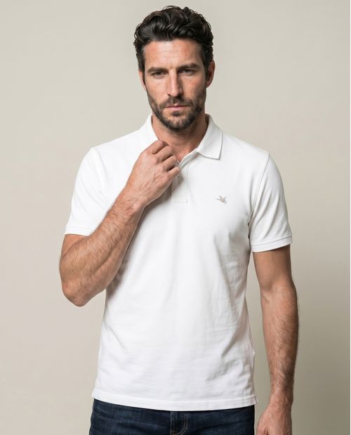 Camisa Polo de Hombre Classic Fit Manga Corta Tela Piqué Diagonal en Mezcla de Algodón