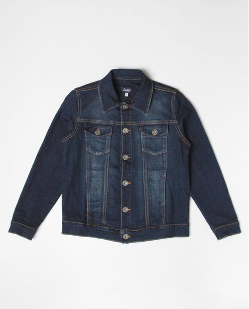 Chaqueta de Niño en Denim, Tipo Trucker Straight Fit - Azul Oscuro