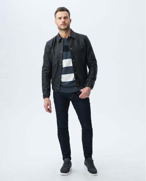 Chaqueta de Hombre en Cuero, Silueta Clásica - Piel de Cordero