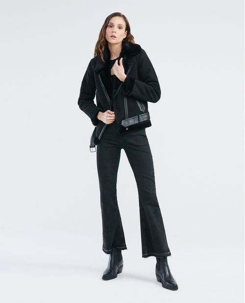 Chaqueta de Mujer Biker con Sherpa