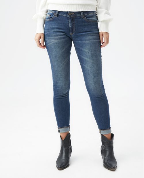 Jean de Mujer Low Rise, Rusty, Bota Skinny - Azul Medio