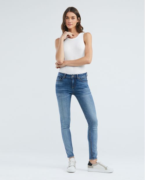 Jean de Mujer Low Rise, Rusty, Bota Skinny - Azul Medio