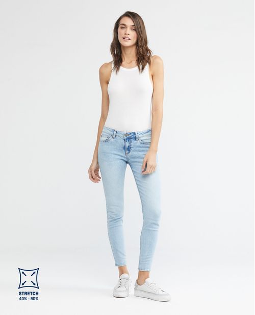 Jean de Mujer Low Rise, Rusty, Bota Skinny - Azul Claro Ice
