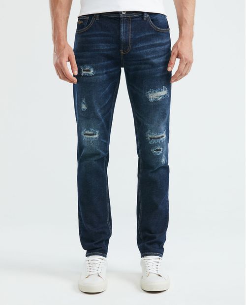 Jean de Hombre Straight Fit, Morrison, Bota Slim - Azul Ultra Oscuro