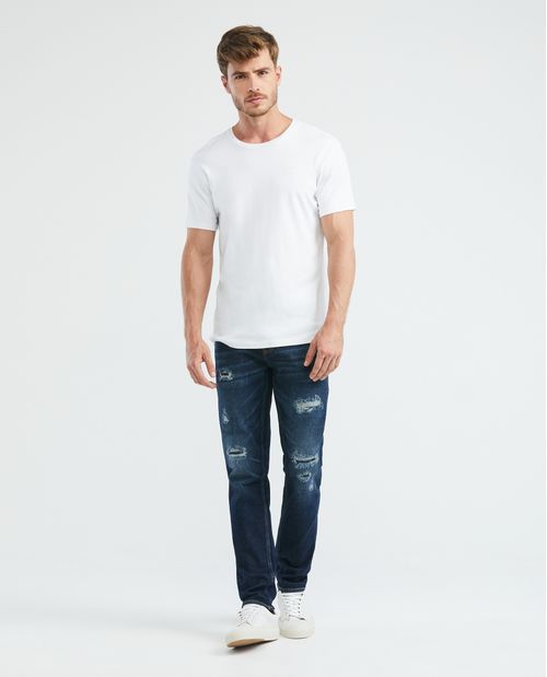Jean de Hombre Straight Fit, Morrison, Bota Slim - Azul Ultra Oscuro