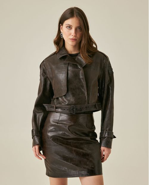 Chaqueta Biker de Cuero para Mujer