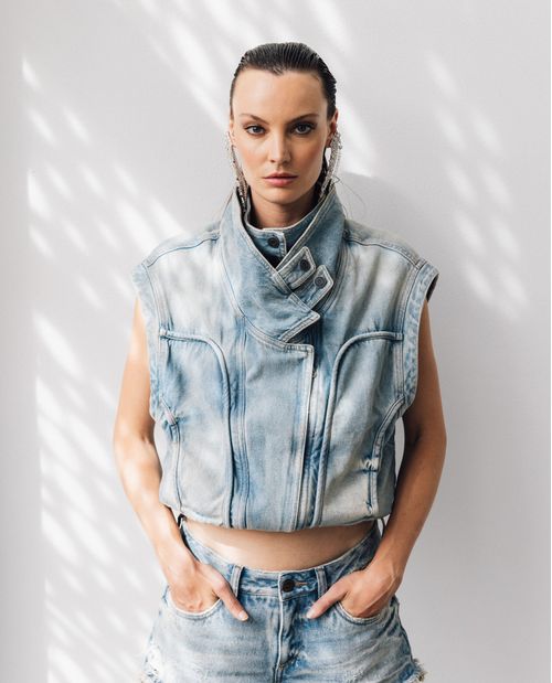 Chaleco Cropped de Denim para Mujer - Colombiamoda