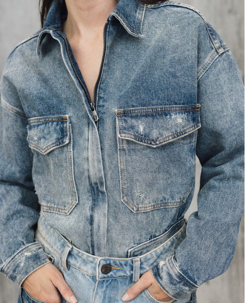 Chaqueta Cropped en Denim para Mujer - Colombiamoda
