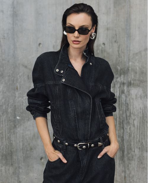 Enterizo de Denim Negro para Mujer - Colombiamoda