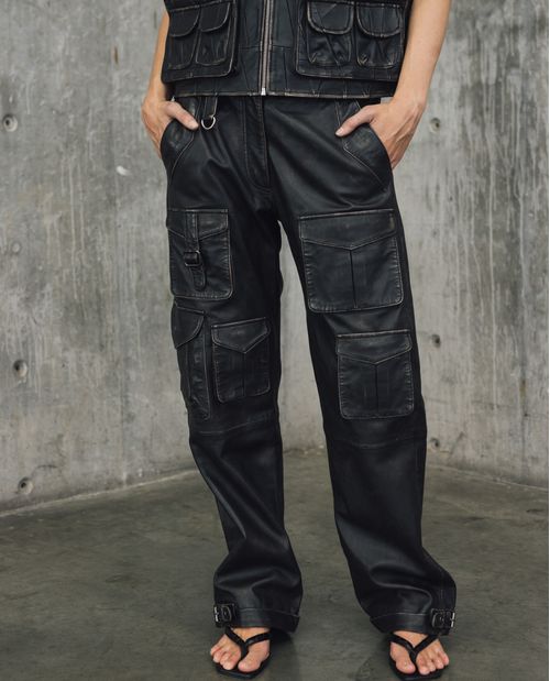 Pantalón Cargo de Cuero para Mujer - Colombiamoda