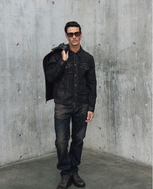 Jean Slim Ultra Oscuro con Efecto Cuero para Hombre - Colombiamoda