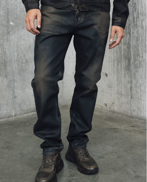 Jean Slim Ultra Oscuro con Efecto Cuero para Hombre - Colombiamoda
